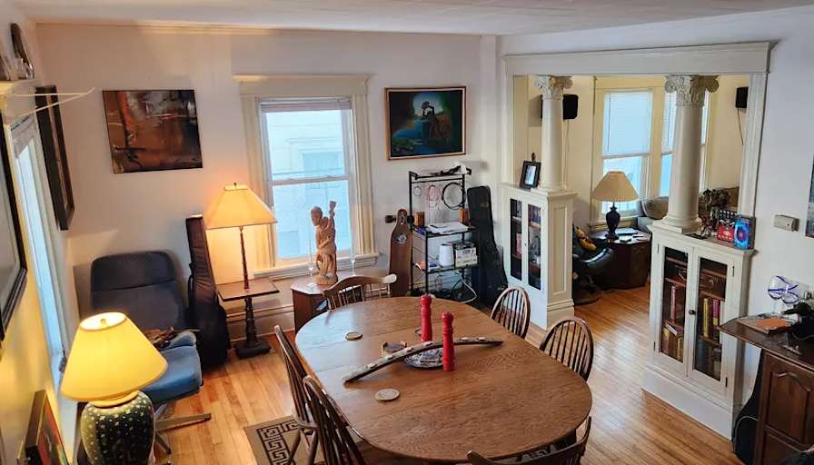 A cozy private room with a private bathroom's room