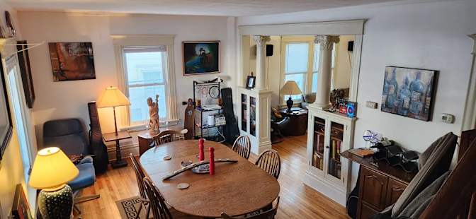A cozy private room with a private bathroom's room